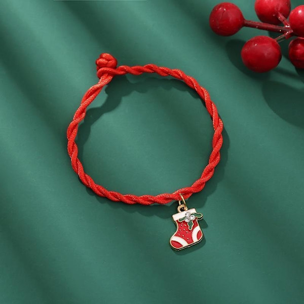 Handgjorda vävda armband med julmotiv röd snö gran Red one size