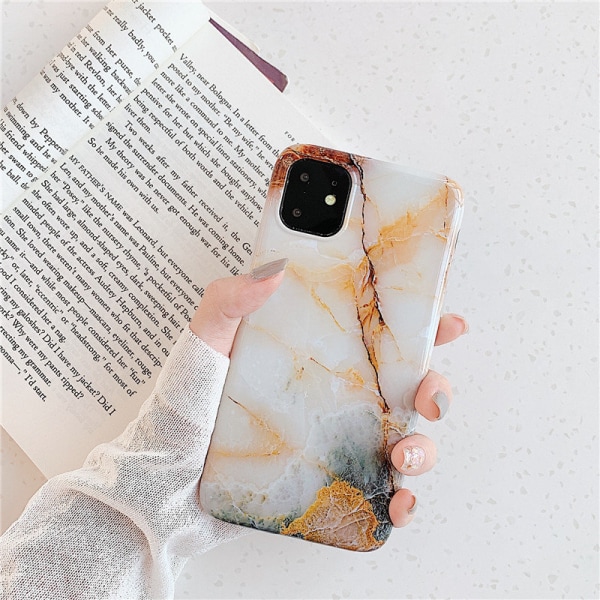 Mobiltelefon case til iPhone med unikt marmor mønster Orange one size