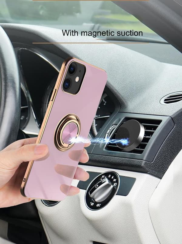 Luksuriøst stilfuldt etui iPhone 12 Pro Max med ringstativfunktion Guld Black one size