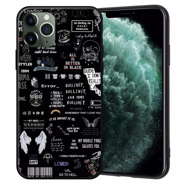 iPhone 13, Pro og Max covers med citater, tekst, englevinger sort og hvid Black one size