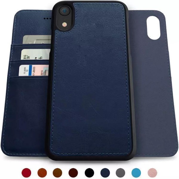 Læder pung etui 'iPhone 14 Plus' med stærk magnet aftagelig Blue