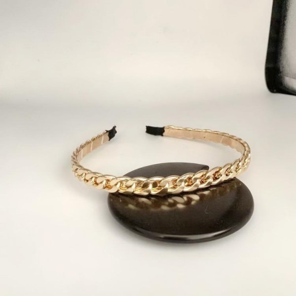Håndlavet Luksuriøs diadem med kæde i sort, guld eller sølv Gold one size