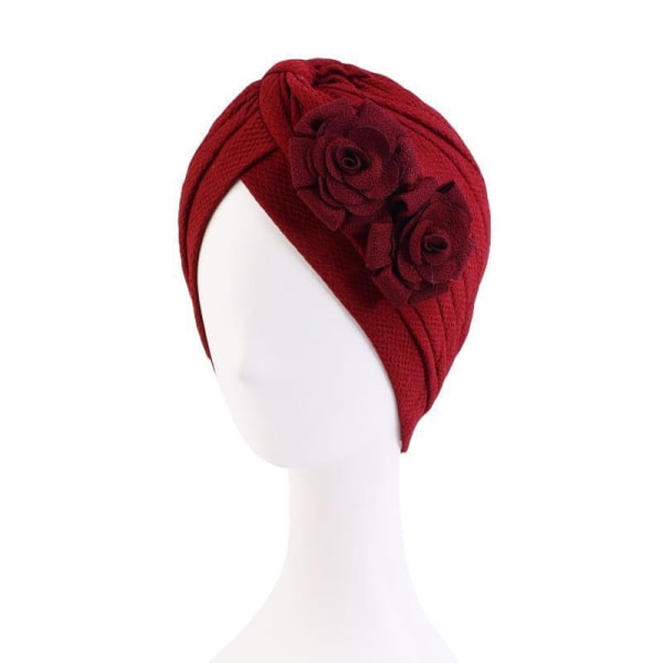 Turban med vackra blommor rosor i flera färger hijab Khaki one size