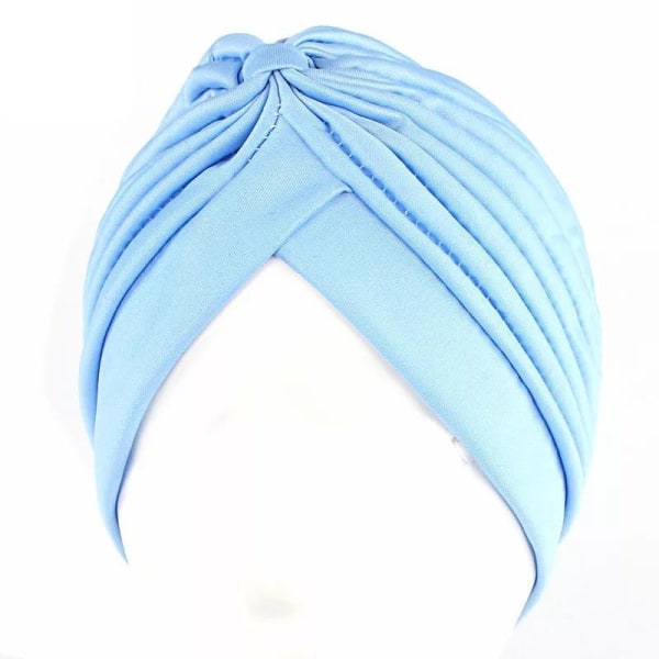 Turban i luksuriøse farger wrap hair passer alle Blue one size