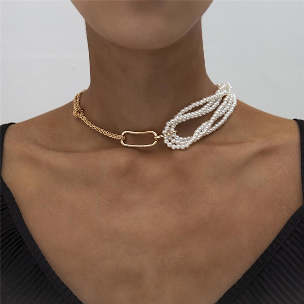 Retro kaulakoruhelmet kultaketju minimalistinen choker Gold one size