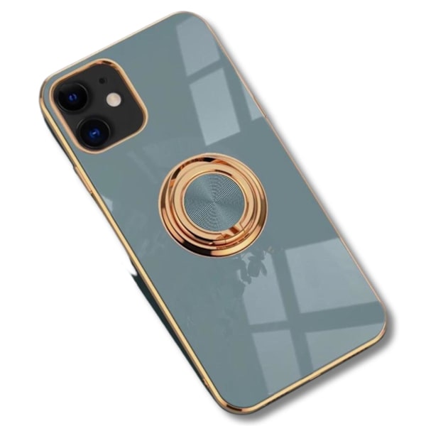 Luksuriøst stilfuldt etui iPhone 12 Pro Max med ringstativfunktion Guld Blue one size