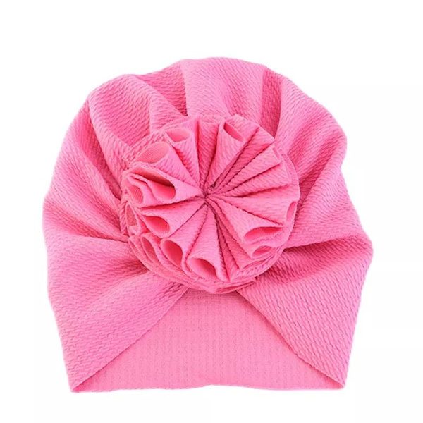 Suloinen turbaani, jossa iso kukka useissa väreissä stretchmateriaalia 0-4 v vauva lapsi DarkPink one size