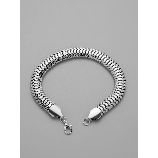 Armbånd i stålkæde til mænd i maskulin stil sølv Silver one size