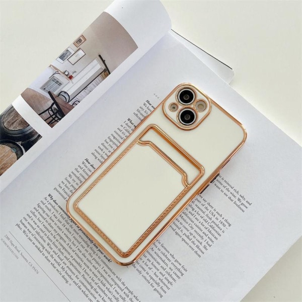 iPhone 13 Pro Max skal plånbok korthållare silikon vit rosa guld White one size