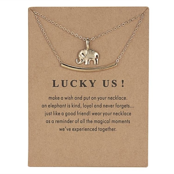 Lucky us - lycka elefant halsband med 18K guldpläterad gåva vale Guld one  size 374b | Guld | Text & Citat | Fyndiq