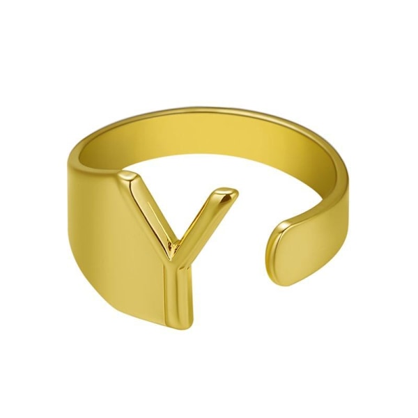 Forgyldt ring med minimalt justerbare bogstaver Gold one size