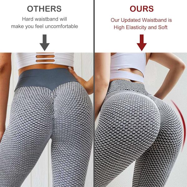 TikTok Leggings Dame Butt Lifting Workout Tights Plus Size Sports Yogabukser med høy midje Grey M