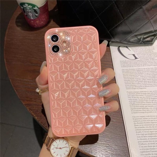 Case iPhone 13 Pro diamanter rhinestone luksus unikt design 3D Pink one size