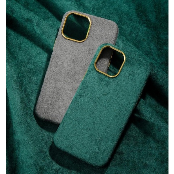 iPhone 13 Pro klassinen kuori mokkanahkaa ja kullanvärisiä yksityiskohtia Green one size