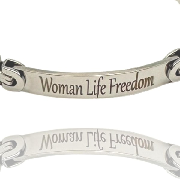 Armbånd rustfritt stål ''woman life freedom'' for menn justerbar Silver one size