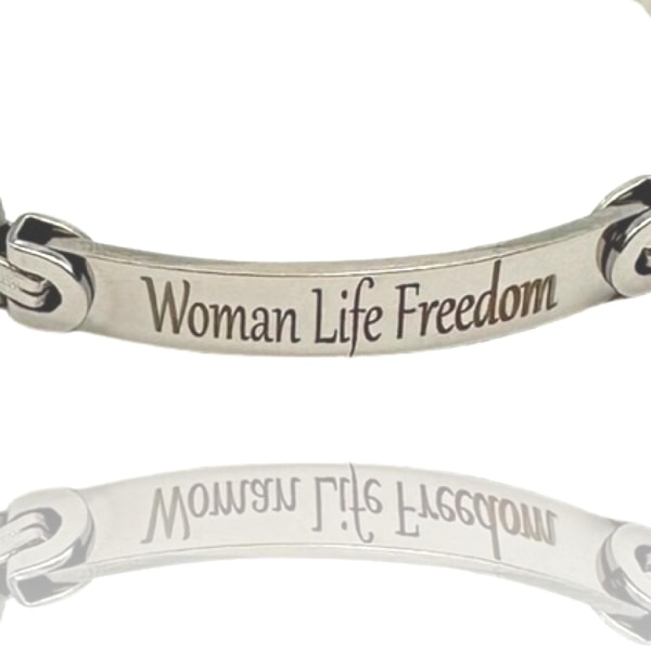 Rannekoru ruostumattomasta teräksestä 'woman life freedom'' miehille säädettävä Silver one size