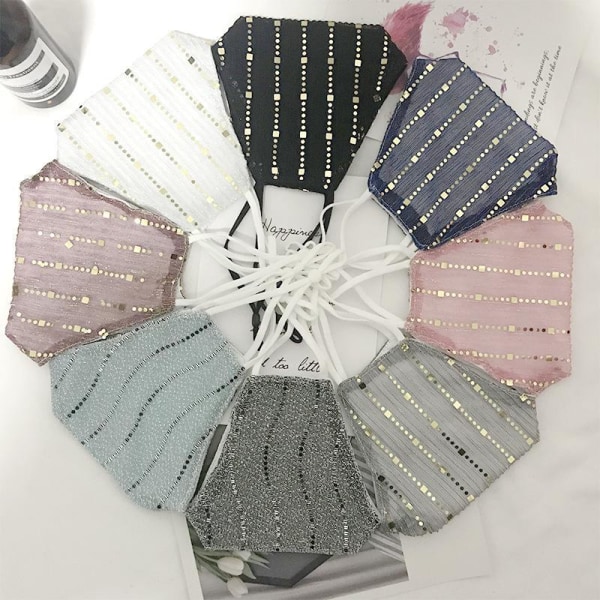 Fashion Mask paljetter munnbeskyttelse i flere farger vaskbar bomull LightPink one size