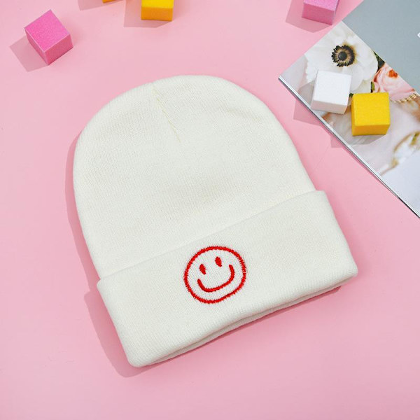 Varm tykk strikket ULL lue vinter Hip-Hop Beanie flere farger White one size