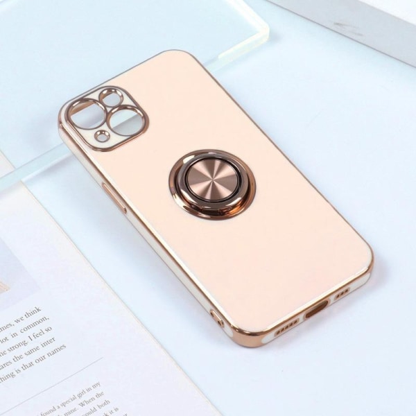 Luksuriøst stilig deksel 'iPhone 14' med ringstativfunksjon Gold Pink