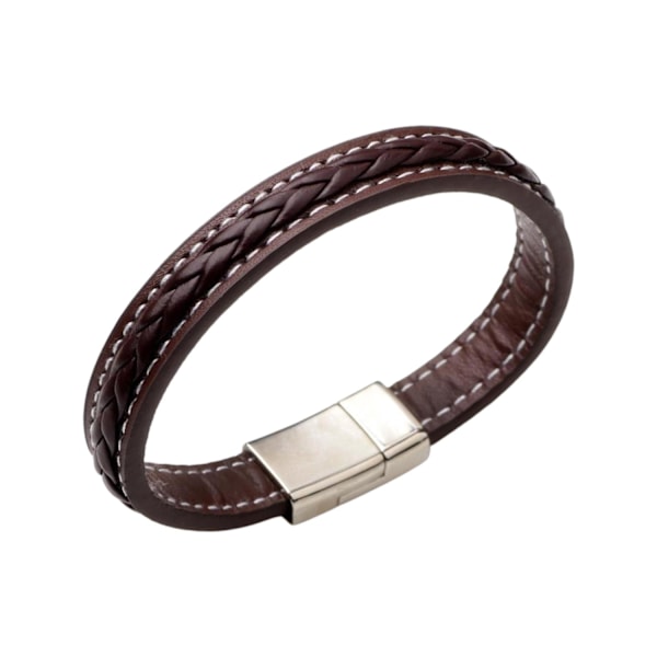 Armbånd i skinn og metallspenne for menn Brown one size