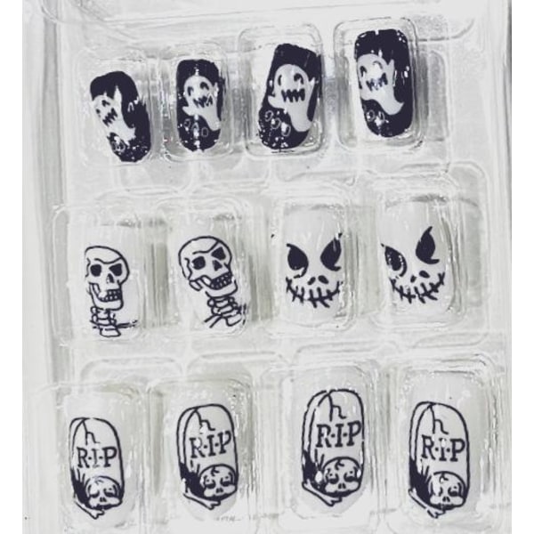 Loose nails with halloween theme ghost skeleton skull tombstone Black one size