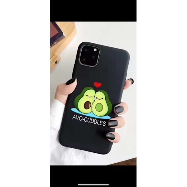 Silikon skal svart för alla iPhone 15 modeller avokado söt rolig Black one size