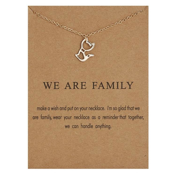 We are family  - halsband med en katt 18K guldpläterat gåva julklapp Guld one size