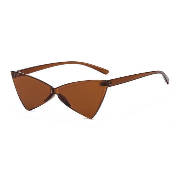 Ramlösa solglasögon i triangel modell bruna detaljlösa minimalis Brun one size