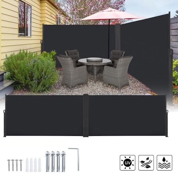 Infällbar Privacy Screen - LZQ - 1,6 x 6 m - UV-skydd - Antracit Antracit