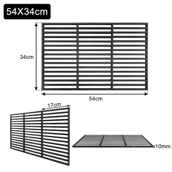 LARS360 Gjutjärnsgaller för grilltillbehör för stekning av fiskgrönsaker Skaldjur Rektangulär 34 x 54 cm Svart