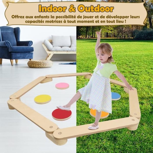 Trä balansbord - LZQ - Balansbräda - Montessori-leksak - 3 år och uppåt - Unisex - Brun Naturlig + flerfärgad