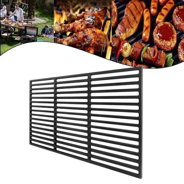 LARS360 Gjutjärnsgaller för grilltillbehör för stekning av fiskgrönsaker Skaldjur Rektangulär 34 x 54 cm Svart