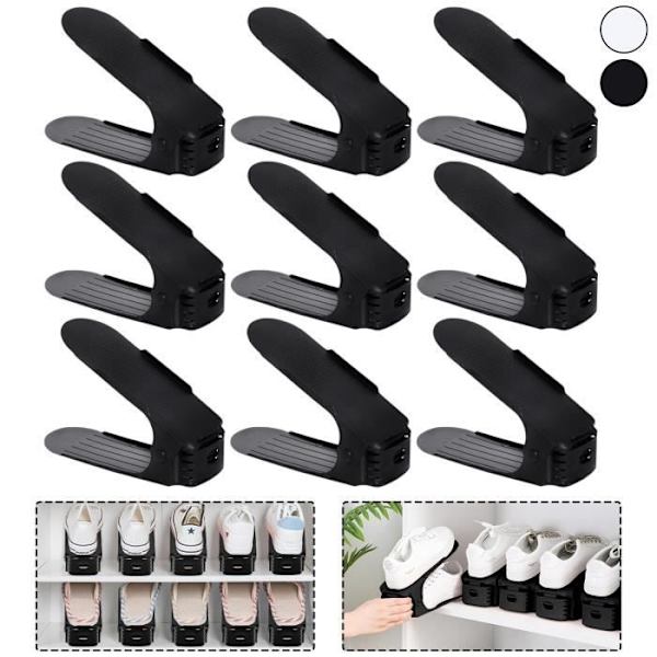 Shoe Organizer - LZQ - Paket med 10 - Justerbar - Platssparande - Svart
