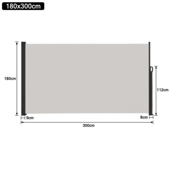 Retractable Skyddande Skärm - LZQ - Grå - UV-skydd - 1,8 x 3 m Grå