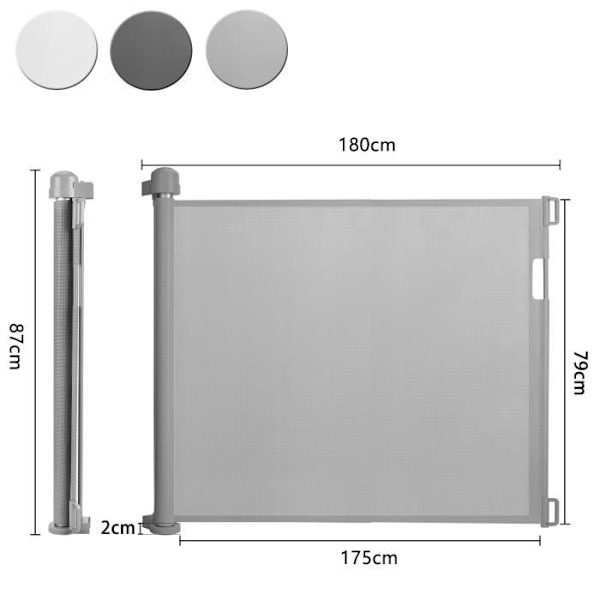 LZQ rullskyddsgrind för bebisar och husdjur, 0-180 cm, 87 cm hög babygrind, vit Vit