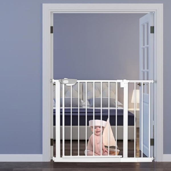 LZQ Trappgrind - Babysäkerhet - Metall - Vit - 85-95 cm Vit