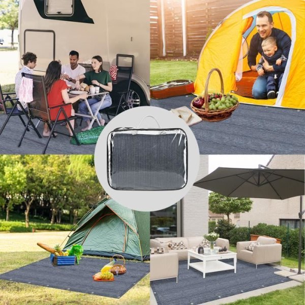 LZQ högdensitetspolyeten campingmatta - ventilerande och halkfri - med slipade spikar och bärväska, 400x500 cm
