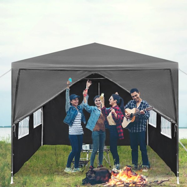 Fällbart trädgårdspaviljong - LZQ - 3 x 6m - Solskydd och UV-skydd - Anthracite Antracit
