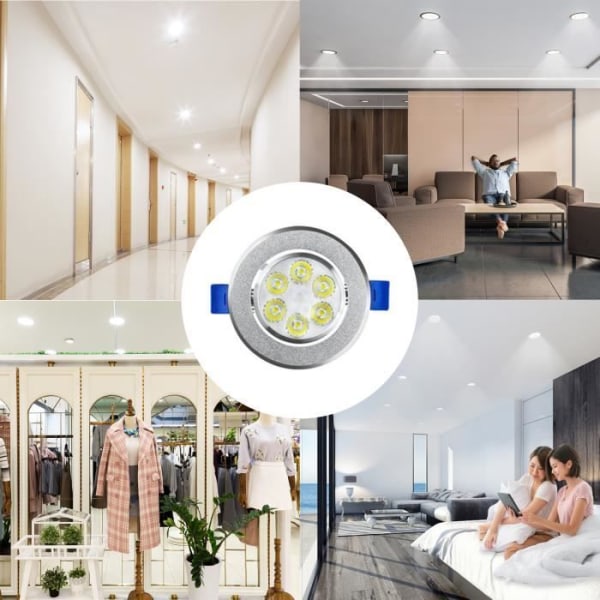 LZQ Paket med 20 infällda led-spotlights, infälld taklampa 3W Extra platt rund downlight takspotlight - varmvit