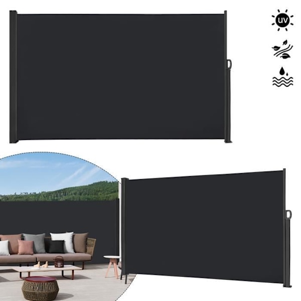 Retraktabel Vindskydd - LZQ - 2 x 3 m - UV-skydd - Polyester - Anthracit Antracit