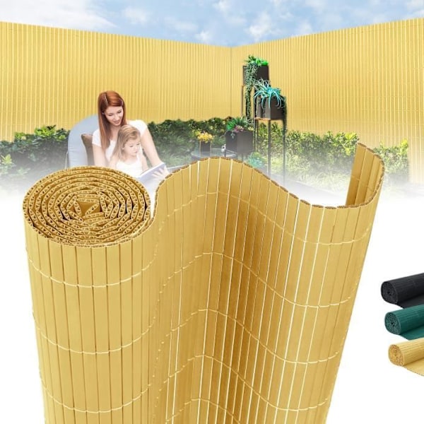 Brise Vue - LZQ - 180 x 300 cm - Väderbeständig PVC - Färg bambu - Enkelt att installera bambu