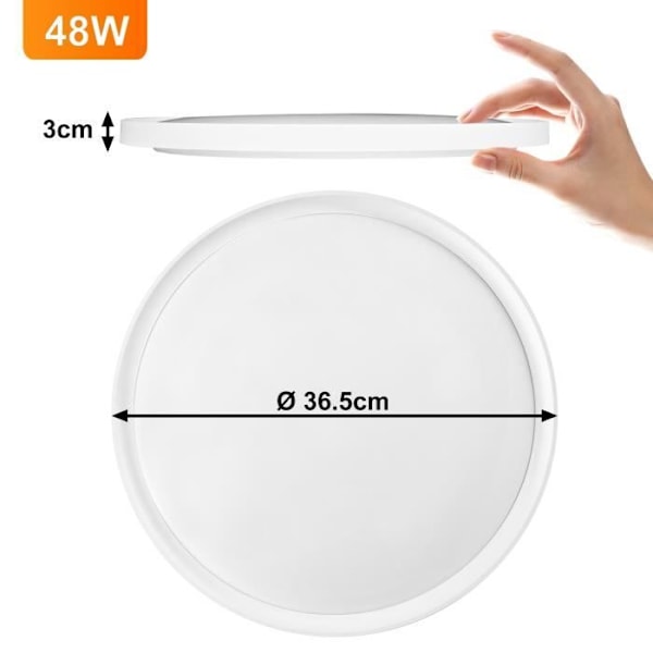 LED taklampa - LZQ - Flat Rund - 48W - Vattentät IP44 - Kallvit Husets färg: vit Ljus färg: kall vit
