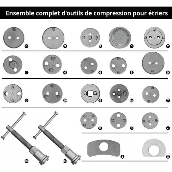 LARS360 Set med 23 kolvpåskjutare för bromsok, kolvpåskjutare för bromsok