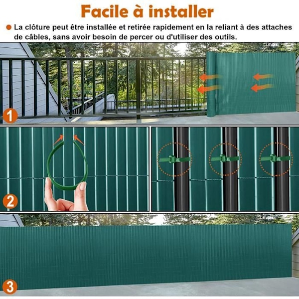 Brise Vue - LZQ - 90 x 500 cm - Väderbeständigt PVC - UV-skydd - Lätt att installera Grön