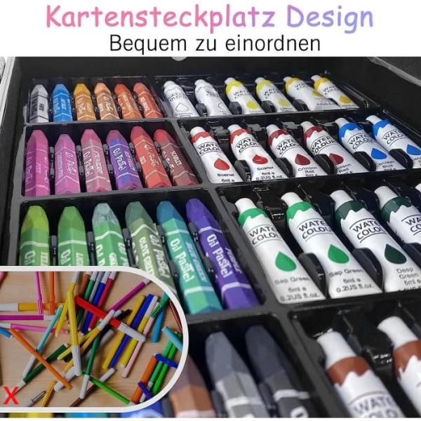 LZQ 145 färgpennor set - målarfodral, barnleksaker för barn, akvarell, vaxkritor, akvarell