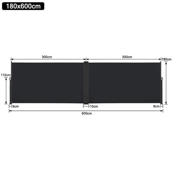 Infällbar Privacy Screen - LZQ - 1,8 x 6 m - UV-skydd - Antracit Antracit