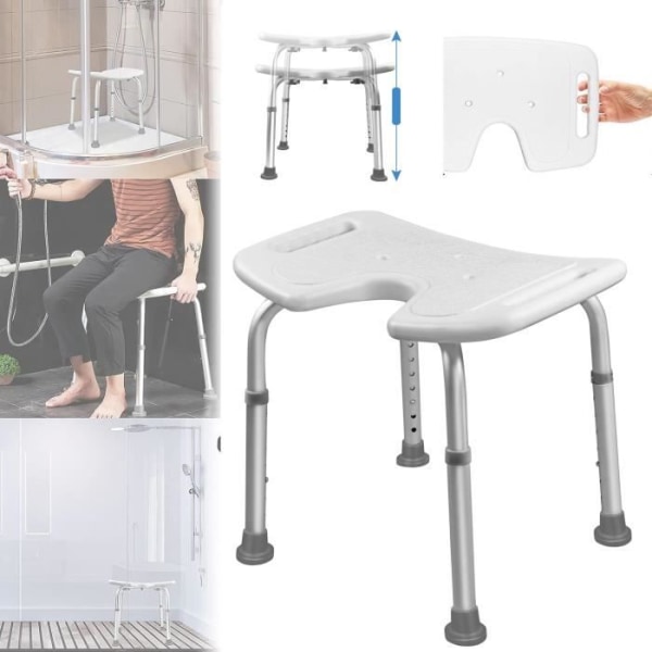 LZQ Duschpall Badrum Halkfri duschstol Duschsits i aluminium och plast, höjdjusterbar