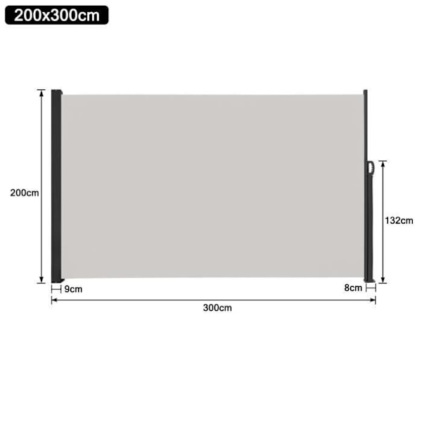 Retraktabel Screen - LZQ - 2 x 3 m - UV-skydd - Polyester - Ljusgrå Grå