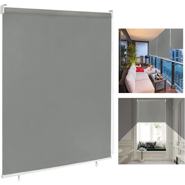 LARS360 Utomhusmarkis för balkong - vertikal markis - solskydd - solskydd - 100 x 140 cm - grå Grå