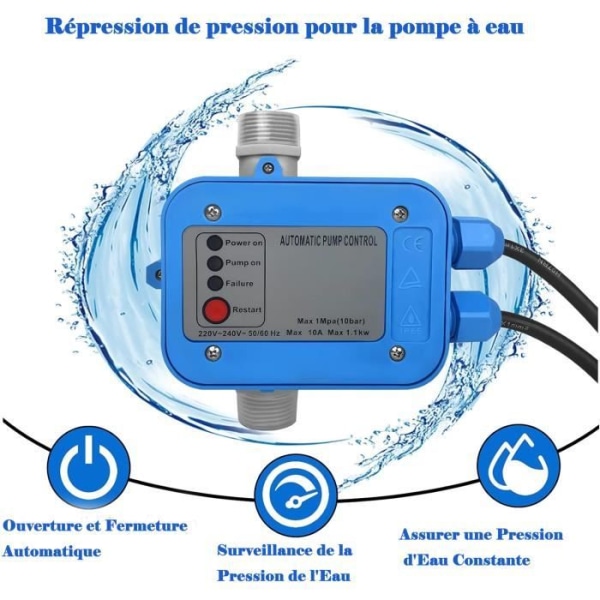 LZQ Pump Controller Automatisk tryckomkopplare Trädgårdspump Elektronisk djupbrunnspumpar max.10 bar Pump Controller